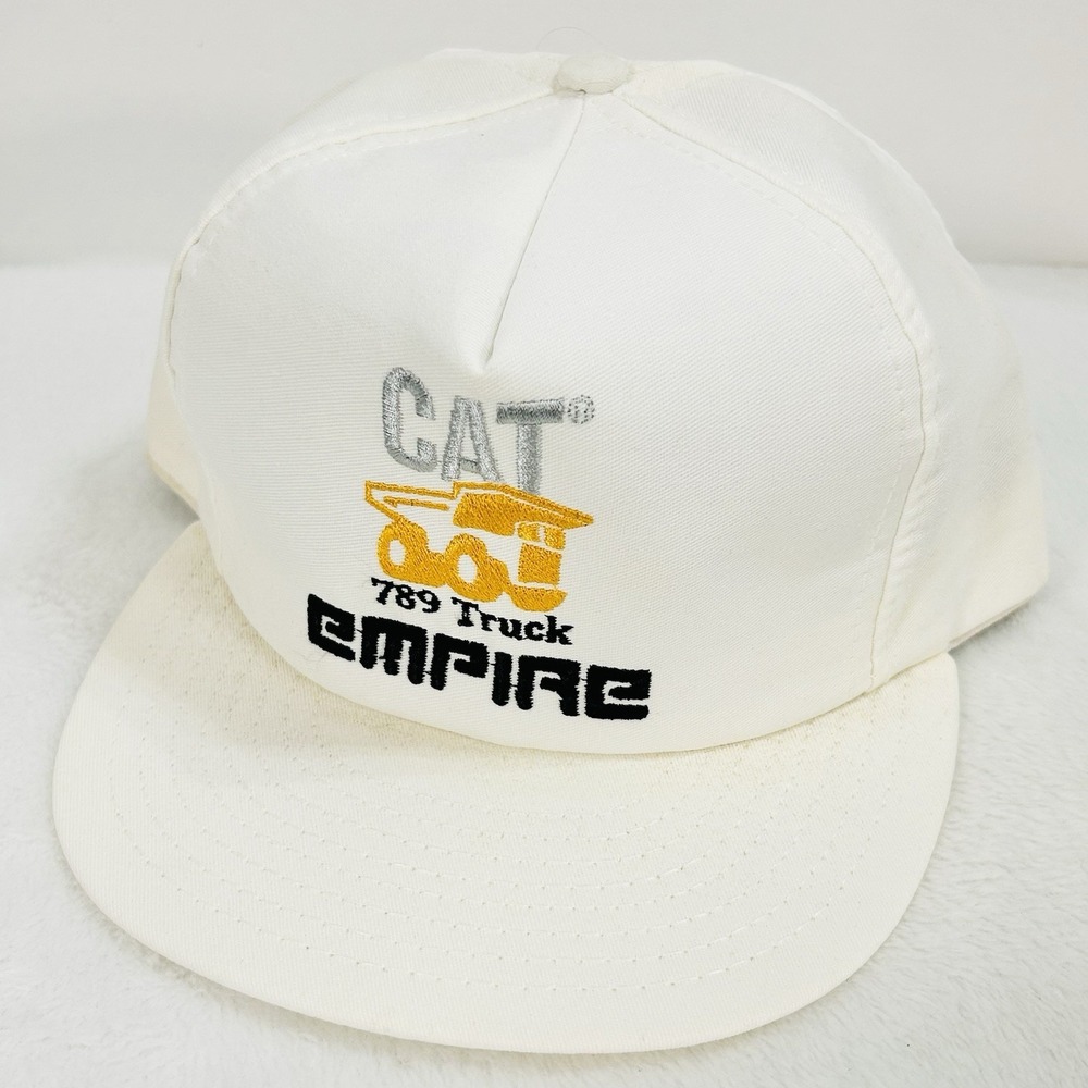 CAT Trucker Empire Vintage USA Trucker Hat Cap Adjustable Snapback White
